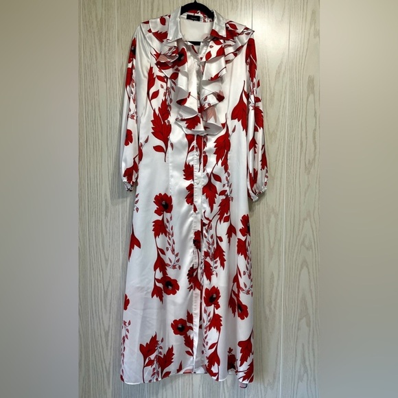 NByNancy Floral Gradient Dress Size Small, red and white floral dress EUC - Picture 1 of 8